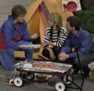 Demonstration on how to cook dinner in a wagon.