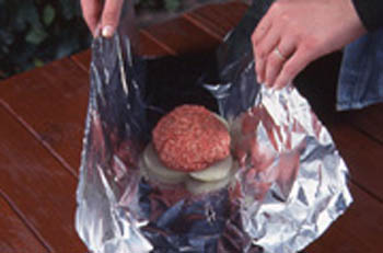 Place food in the middle of 1 to 2 sheets of foil