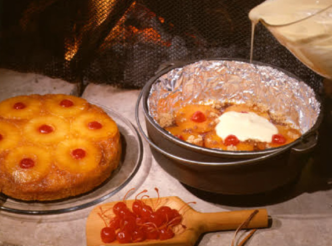 Cook a delicious pineapple upisde-down cake on our next camping adventure in a dutch oven.