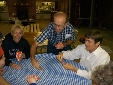 Family enjoying their time together playing the game Pit