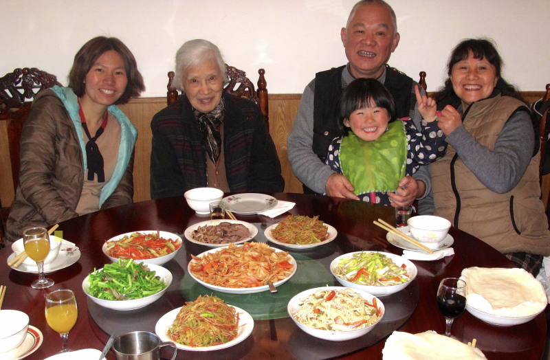 Family celebrating the Chinese New Year