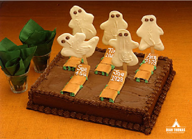 This simple Halloween cake decorated with ghosts and graves is sure to be a hit at your next Halloween party.