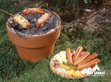 DIY grill made out of a flower pot
